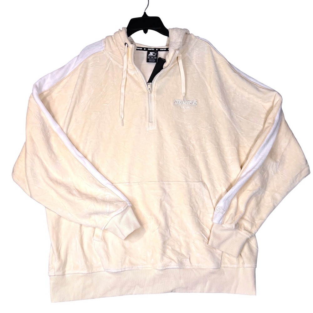 Starter Velour Half Zip Hoodie Oversized‎ Y2K Streetwear Pullover Men's XXL NEW